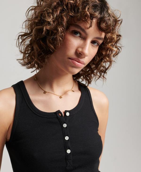 Superdry femmes débardeur boutonné D64Z2919 vêtements noir