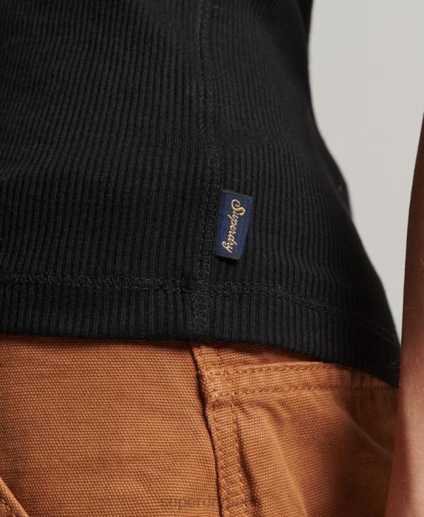 Superdry femmes débardeur boutonné D64Z2919 vêtements noir