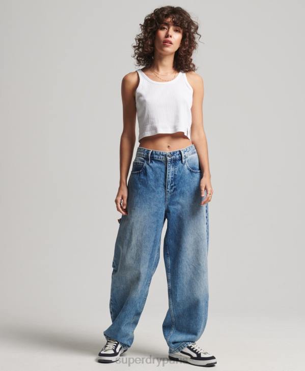 Superdry femmes débardeur court côtelé vintage en coton bio D64Z6699 vêtements blanc