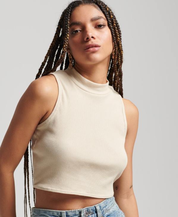 Superdry femmes débardeur court à col montant D64Z2940 vêtements gris clair
