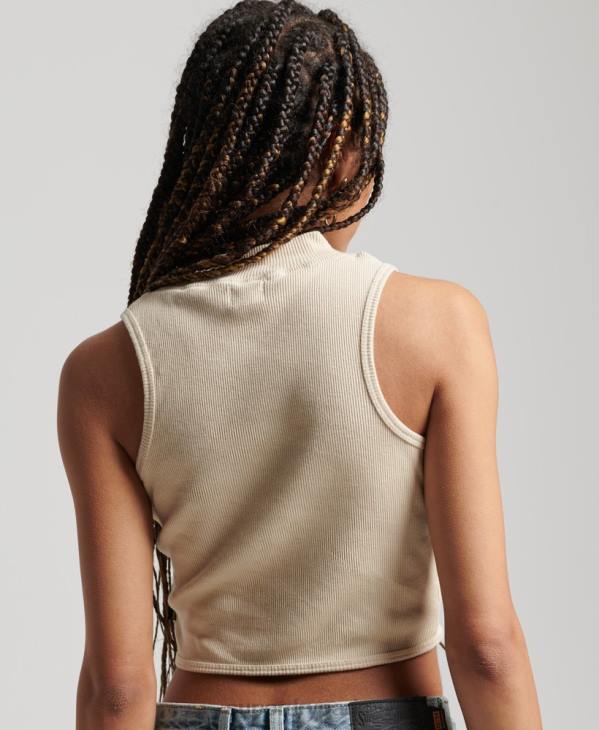 Superdry femmes débardeur court à col montant D64Z2940 vêtements gris clair