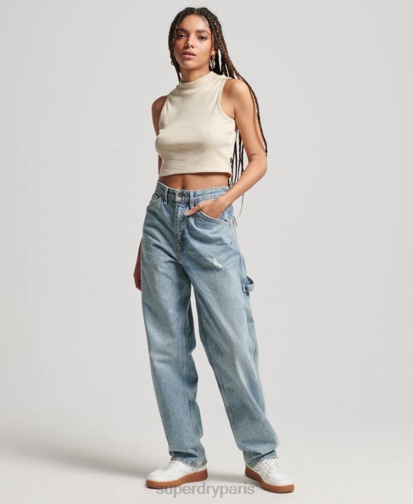 Superdry femmes débardeur court à col montant D64Z2940 vêtements gris clair