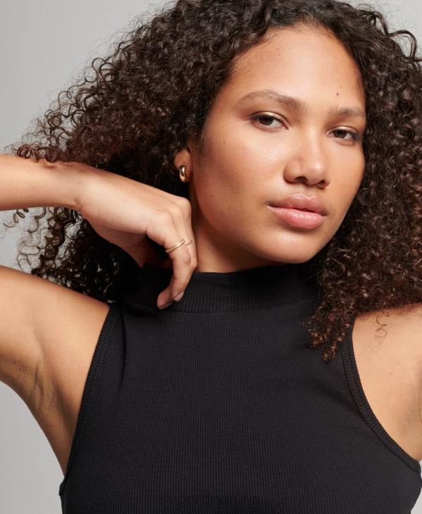 Superdry femmes débardeur court à col montant D64Z2953 vêtements noir