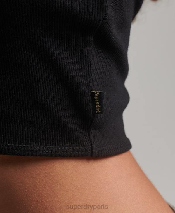 Superdry femmes débardeur court à col montant D64Z2953 vêtements noir