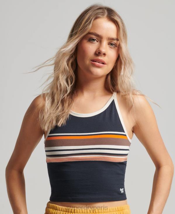 Superdry femmes débardeur de surf à rayures vintage D64Z2941 vêtements orange
