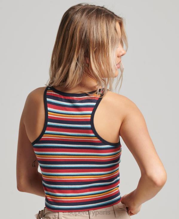 Superdry femmes débardeur de surf à rayures vintage D64Z2942 vêtements marine