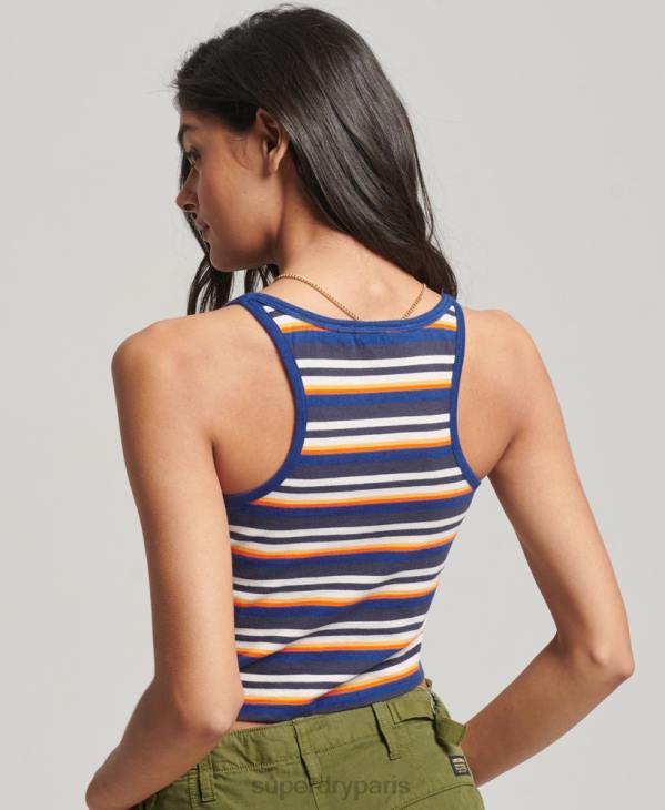 Superdry femmes débardeur de surf à rayures vintage D64Z2958 vêtements bleu