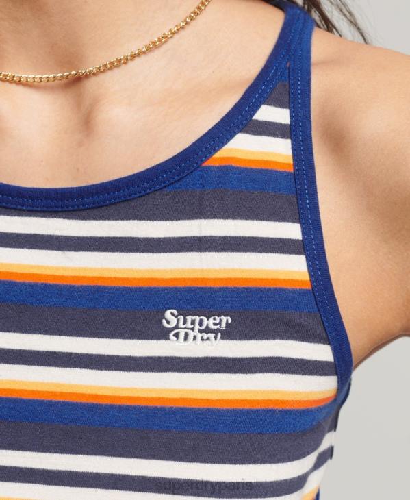 Superdry femmes débardeur de surf à rayures vintage D64Z2958 vêtements bleu
