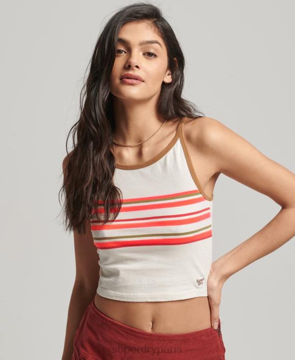 Superdry femmes débardeur de surf à rayures vintage D64Z2981 vêtements gris