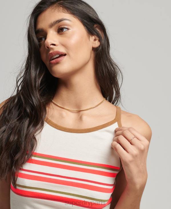 Superdry femmes débardeur de surf à rayures vintage D64Z2981 vêtements gris