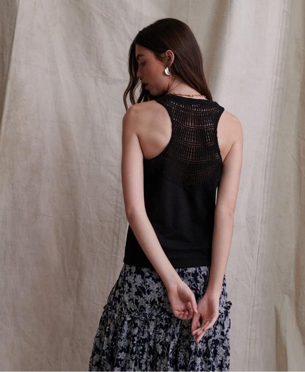 Superdry femmes débardeur empiècement crochet lily D64Z3084 vêtements noir
