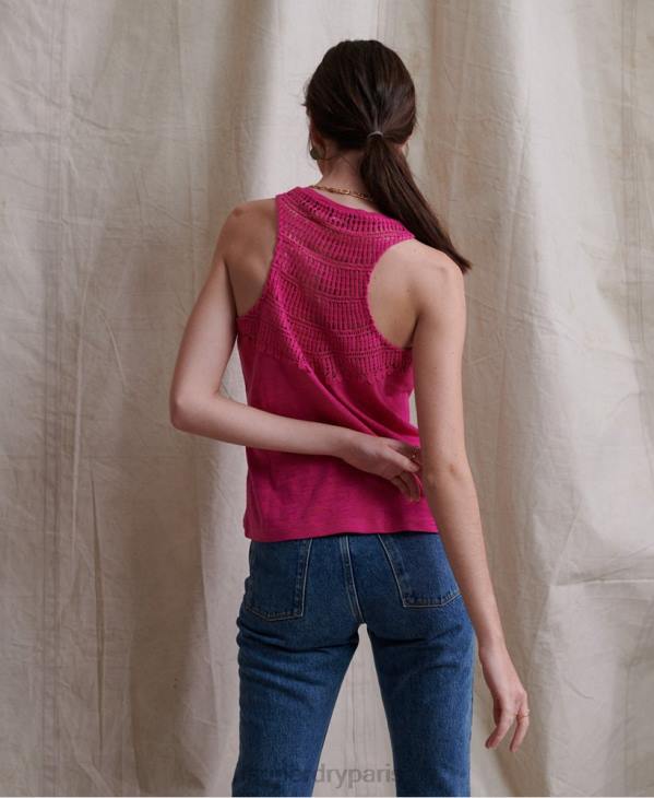 Superdry femmes débardeur empiècement crochet lily D64Z3085 vêtements rose