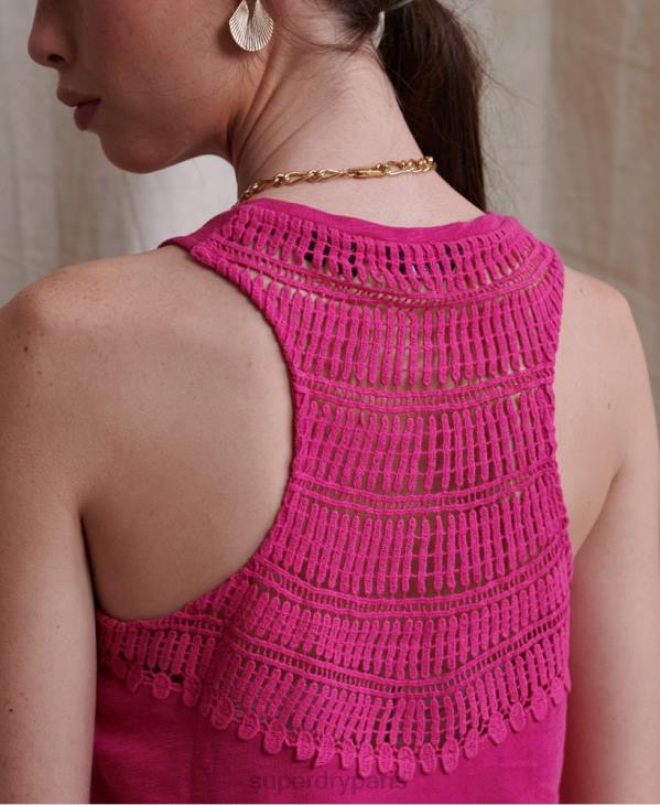 Superdry femmes débardeur empiècement crochet lily D64Z3085 vêtements rose