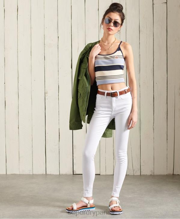Superdry femmes débardeur en coton biologique à rayures cali racer D64Z3076 vêtements bleu