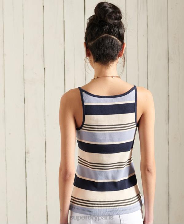 Superdry femmes débardeur en coton biologique à rayures cali racer D64Z3076 vêtements bleu