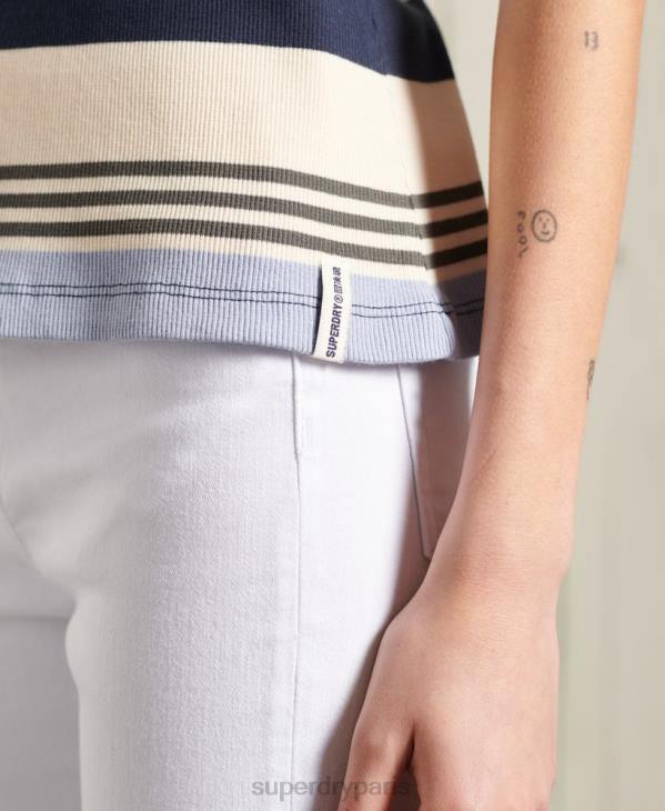 Superdry femmes débardeur en coton biologique à rayures cali racer D64Z3076 vêtements bleu