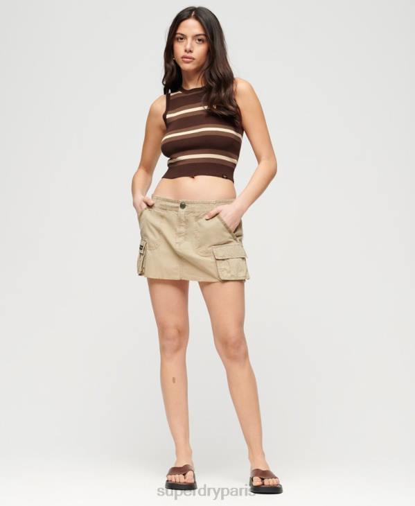 Superdry femmes débardeur en maille fine D64Z2105 vêtements brun