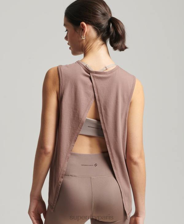 Superdry femmes débardeur flex ample à dos ouvert D64Z6332 vêtements brun