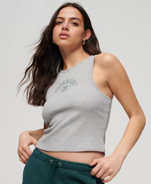 Superdry femmes débardeur gaufré essentiel athlétique D64Z1983 vêtements gris