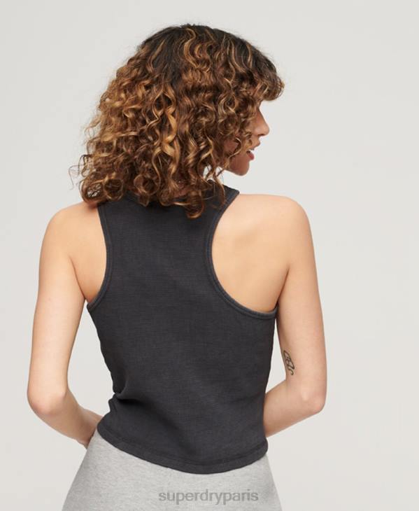 Superdry femmes débardeur gaufré essentiel athlétique D64Z2000 vêtements gris foncé