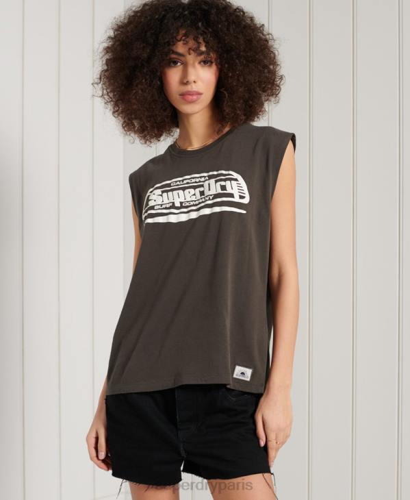 Superdry femmes débardeur graphique cali surf D64Z6719 vêtements gris foncé