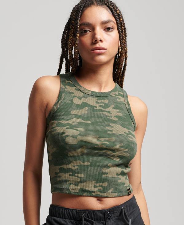 Superdry femmes débardeur à imprimé nageur sur toute la surface D64Z6716 vêtements vert