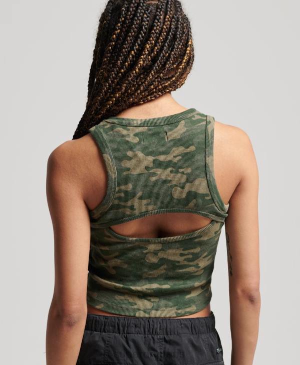 Superdry femmes débardeur à imprimé nageur sur toute la surface D64Z6716 vêtements vert