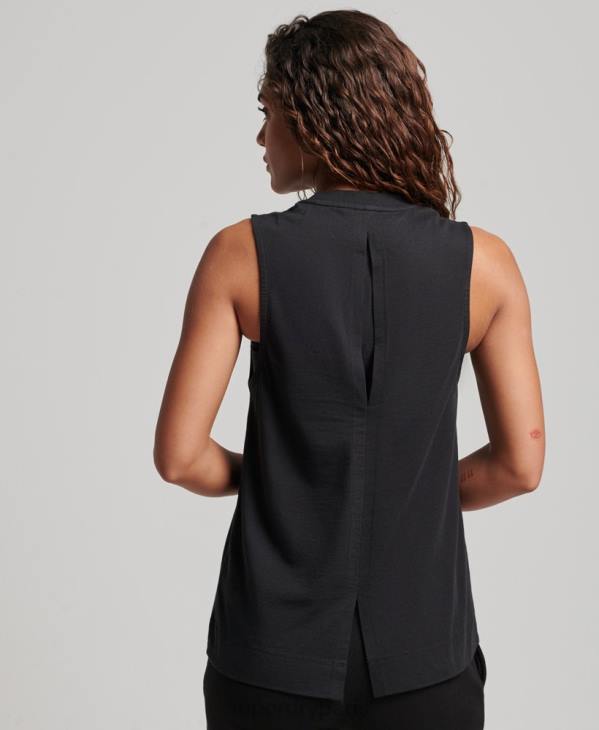 Superdry femmes débardeur long col cheminée en coton bio D64Z2881 vêtements noir