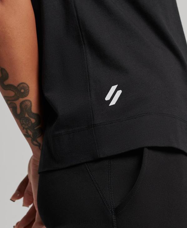 Superdry femmes débardeur long col cheminée en coton bio D64Z2881 vêtements noir