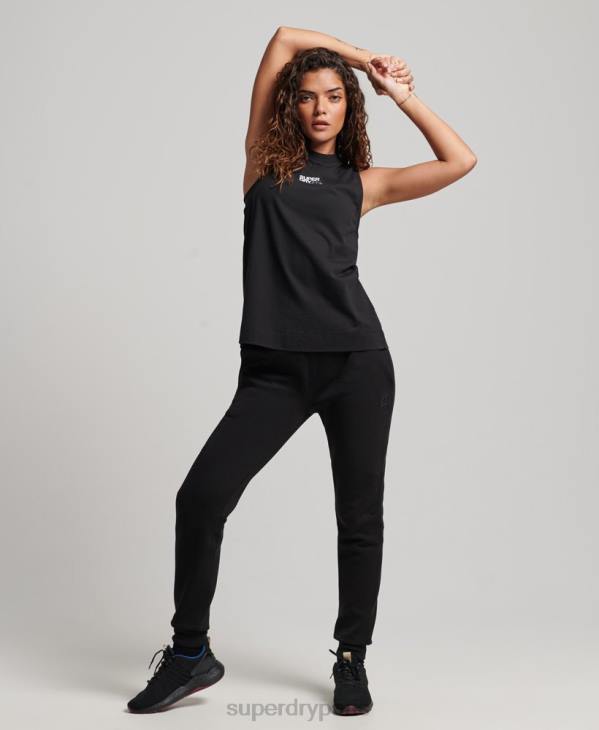 Superdry femmes débardeur long col cheminée en coton bio D64Z2881 vêtements noir