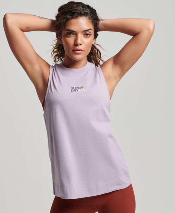 Superdry femmes débardeur long col cheminée en coton bio D64Z2922 vêtements violet