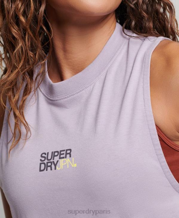 Superdry femmes débardeur long col cheminée en coton bio D64Z2922 vêtements violet