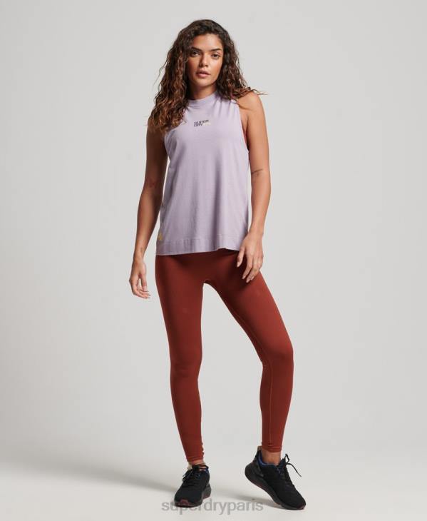 Superdry femmes débardeur long col cheminée en coton bio D64Z2922 vêtements violet