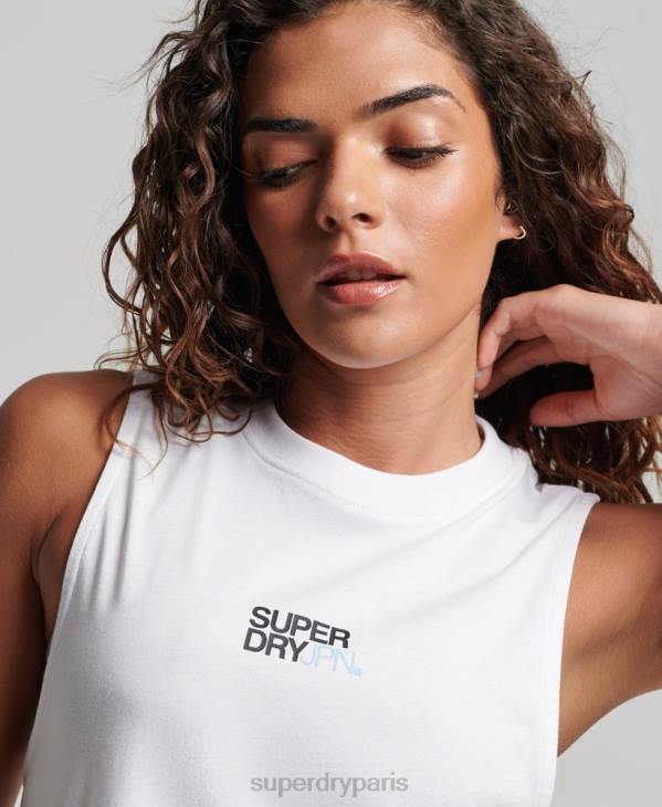 Superdry femmes débardeur long col cheminée en coton bio D64Z3009 vêtements blanc