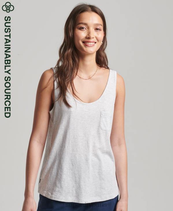 Superdry femmes débardeur à poche en coton bio D64Z6590 vêtements gris clair