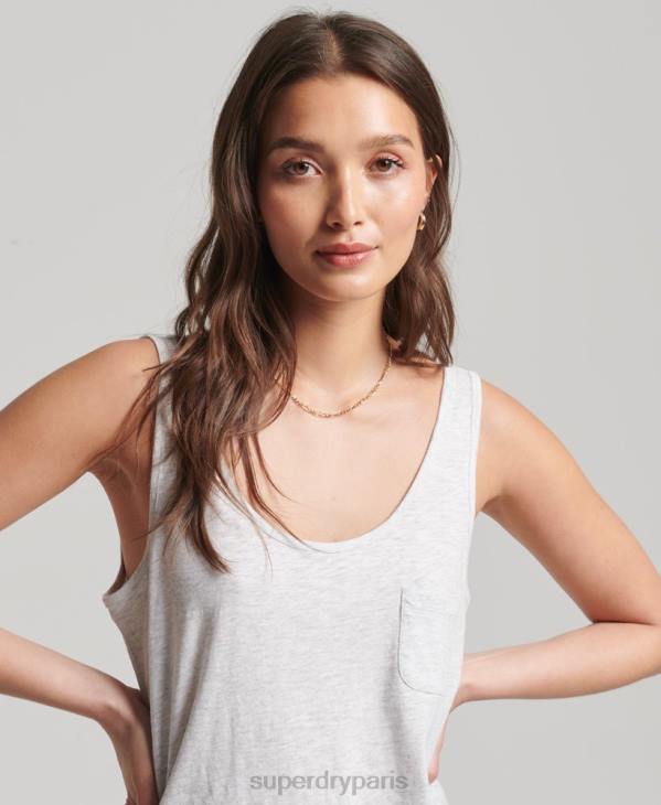 Superdry femmes débardeur à poche en coton bio D64Z6590 vêtements gris clair