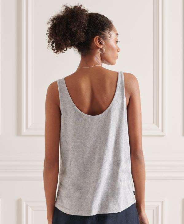 Superdry femmes débardeur à poche en coton bio D64Z6728 vêtements gris clair