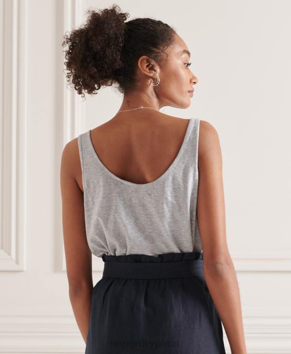 Superdry femmes débardeur à poche en coton bio D64Z6728 vêtements gris clair