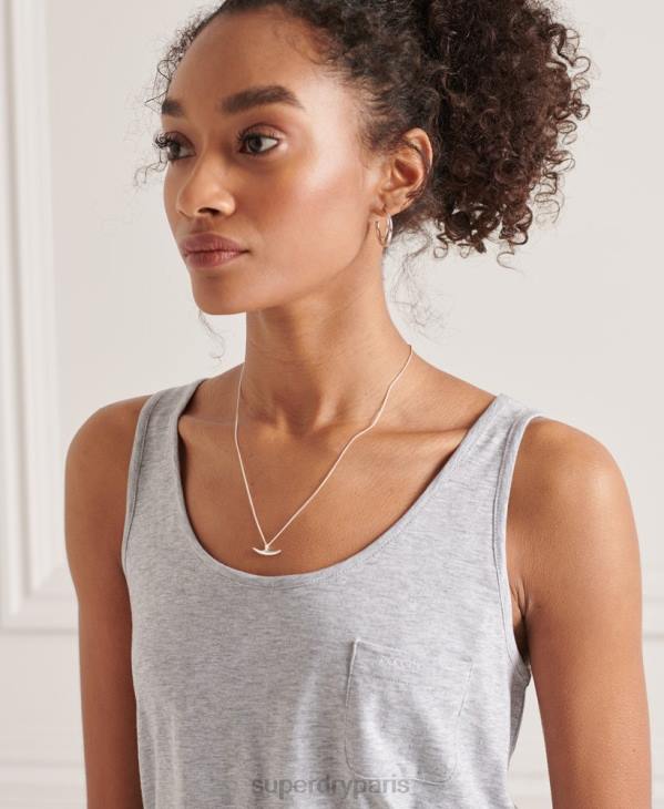 Superdry femmes débardeur à poche en coton bio D64Z6728 vêtements gris clair