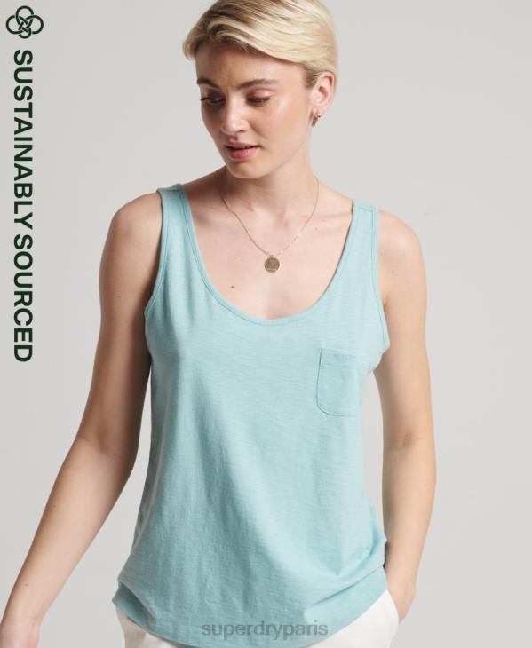 Superdry femmes débardeur à poche en coton bio D64Z6744 vêtements bleu