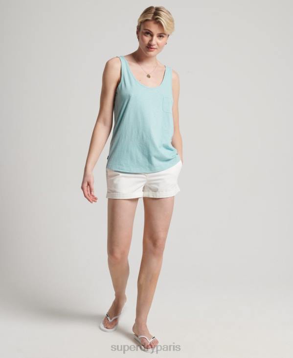 Superdry femmes débardeur à poche en coton bio D64Z6744 vêtements bleu