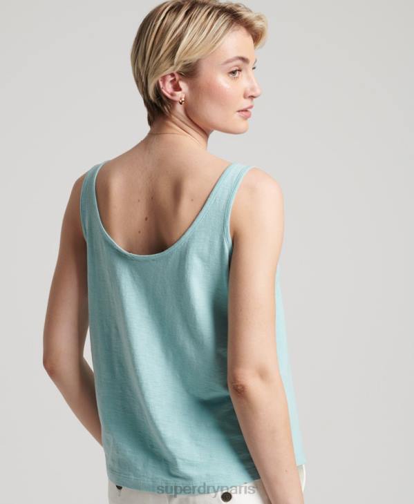 Superdry femmes débardeur à poche en coton bio D64Z6744 vêtements bleu