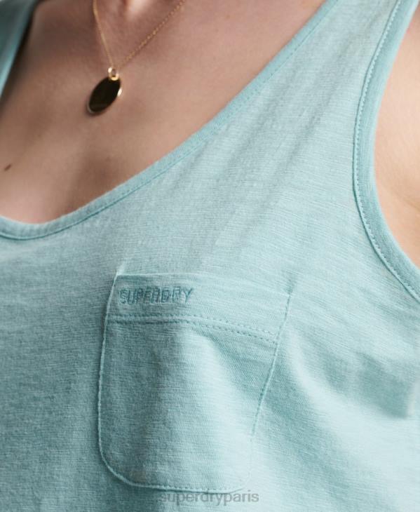 Superdry femmes débardeur à poche en coton bio D64Z6744 vêtements bleu