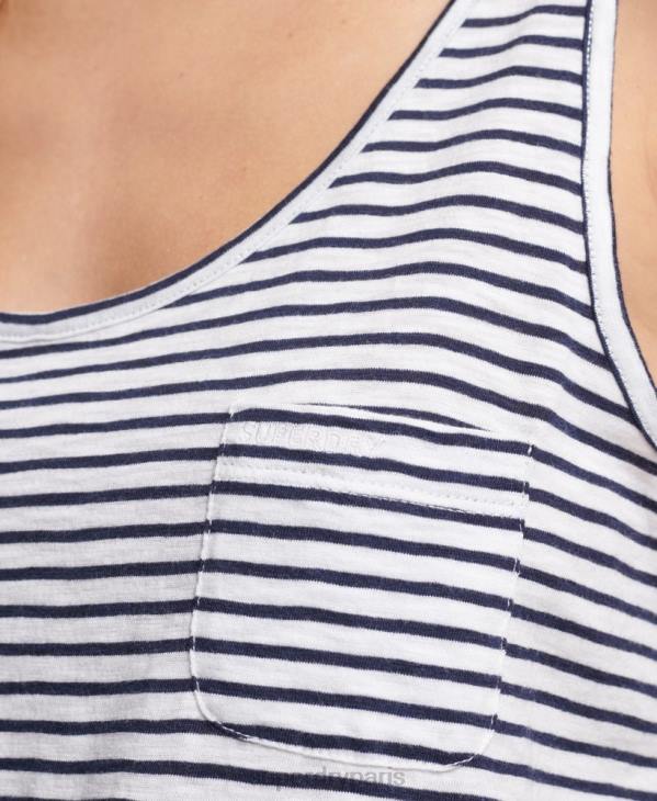 Superdry femmes débardeur à poche studios en coton bio D64Z6647 vêtements marine