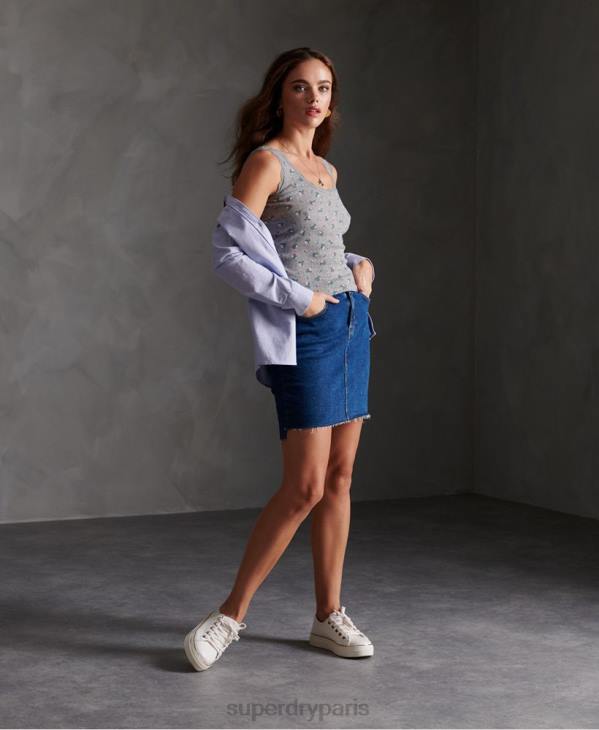 Superdry femmes débardeur pointelle essentiel D64Z3088 vêtements gris clair