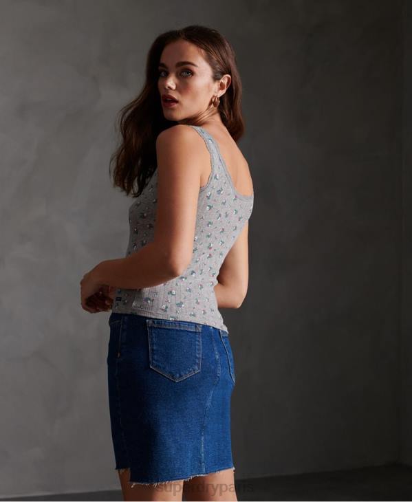 Superdry femmes débardeur pointelle essentiel D64Z3088 vêtements gris clair