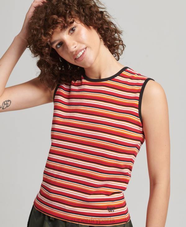 Superdry femmes débardeur à rayures cali D64Z6506 vêtements rouge