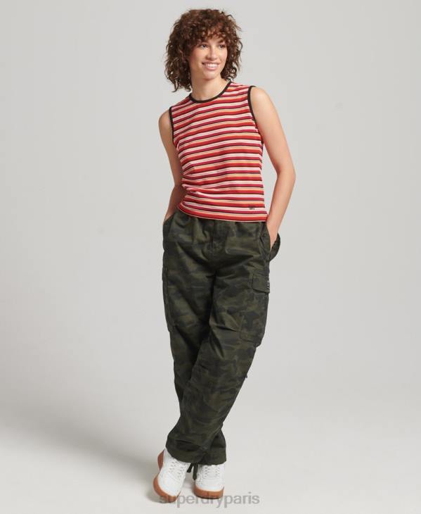 Superdry femmes débardeur à rayures cali D64Z6506 vêtements rouge