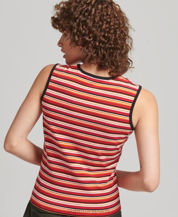 Superdry femmes débardeur à rayures cali D64Z6506 vêtements rouge