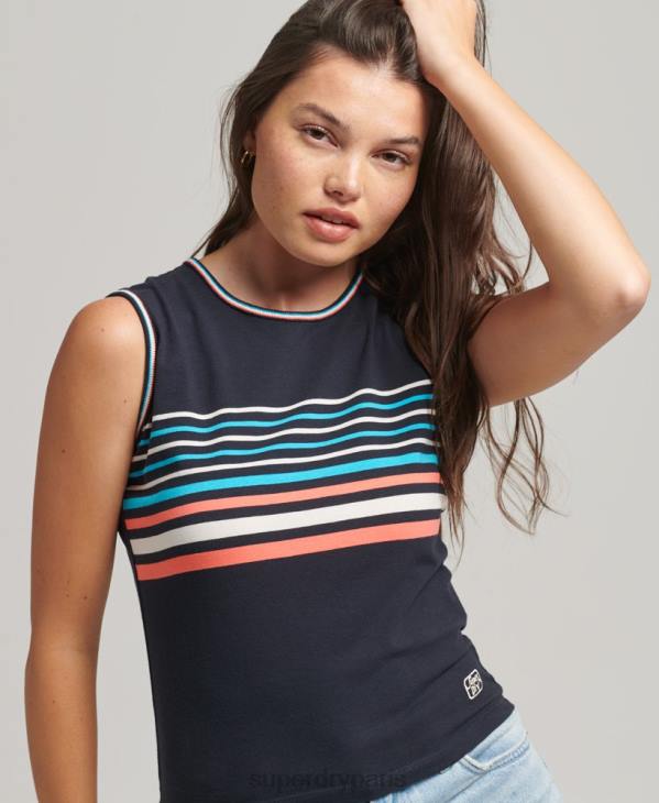 Superdry femmes débardeur à rayures cali D64Z6508 vêtements marine